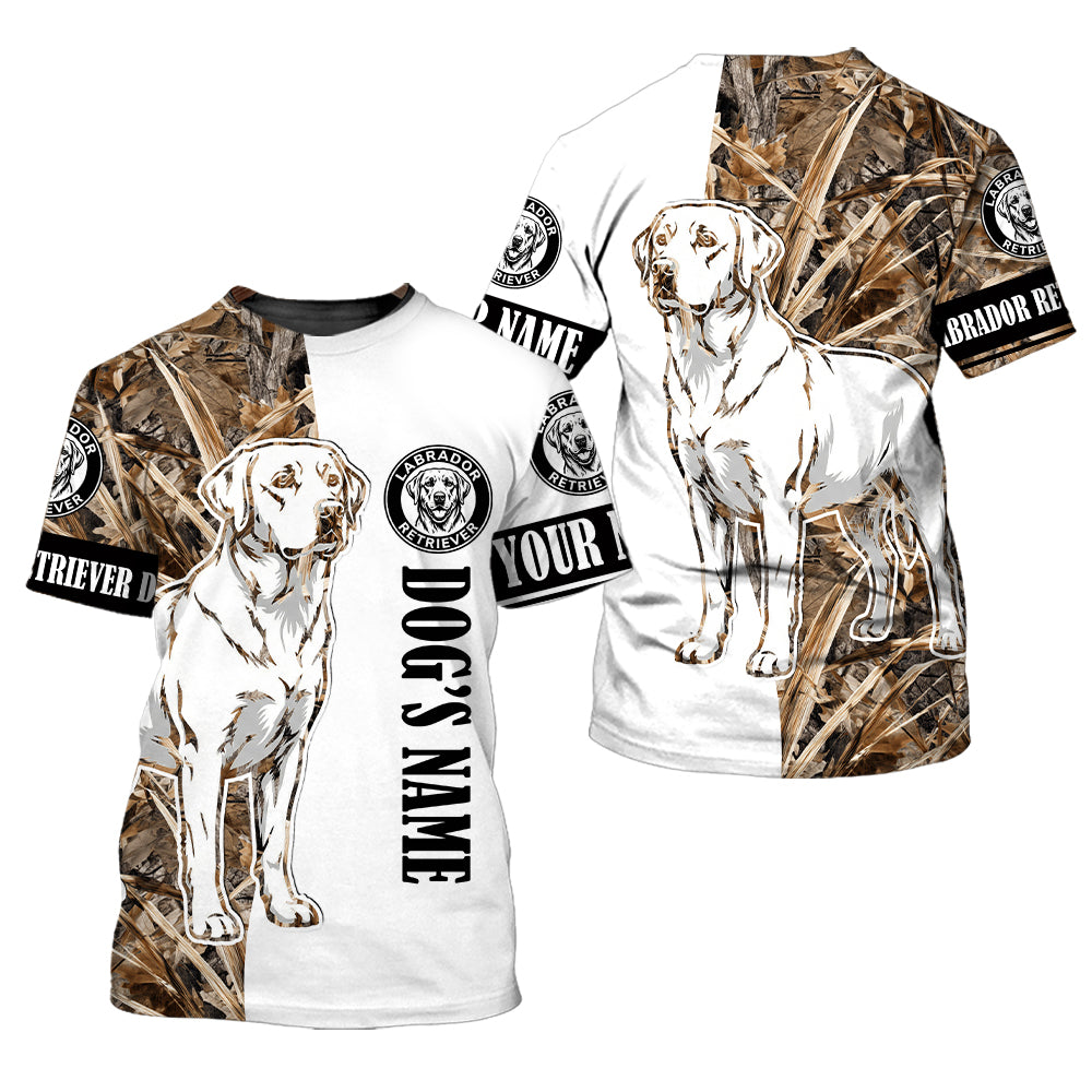 Custom Labrador Retriever Dog Camo Dry Grass All Over Print Shirt