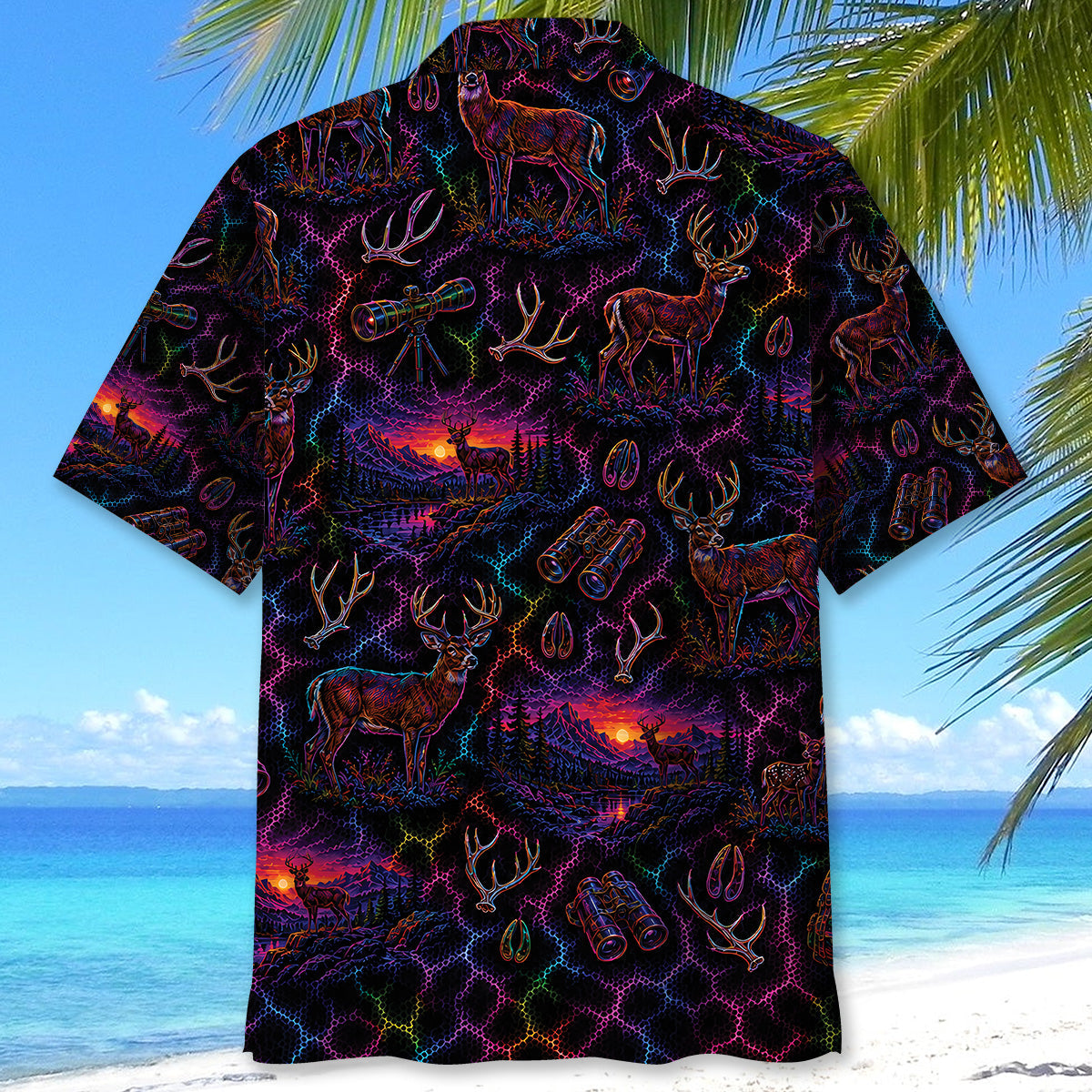 Midnight Deer Neon Hawaiian Shirt