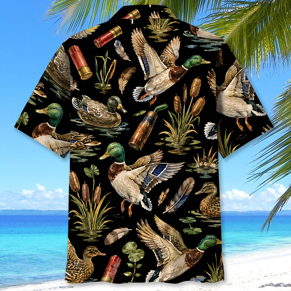 Duck Hunting Retro Black Hawaiian Shirt