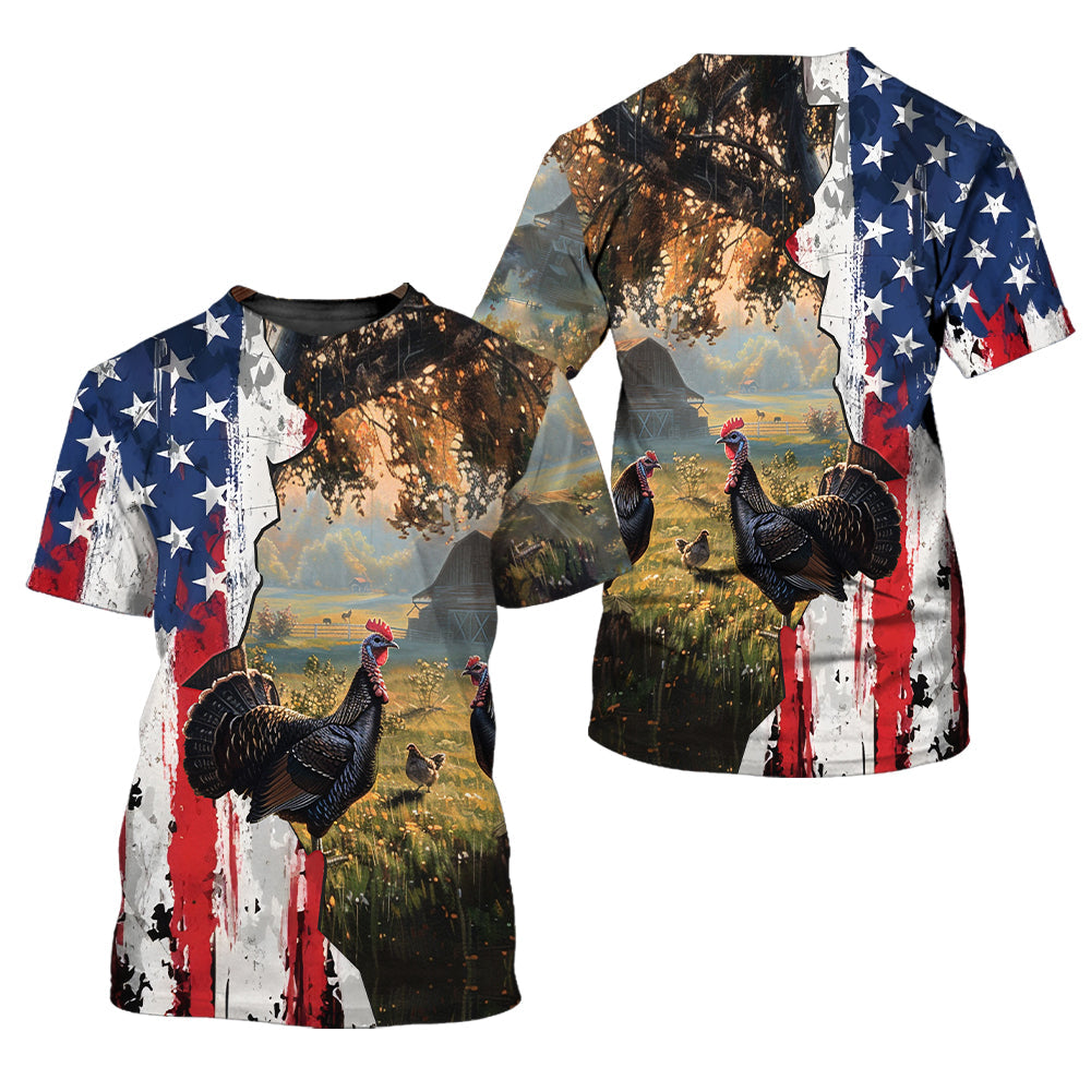 Realistic Patriotic Turkey  Peaceful All Over Print Shirt