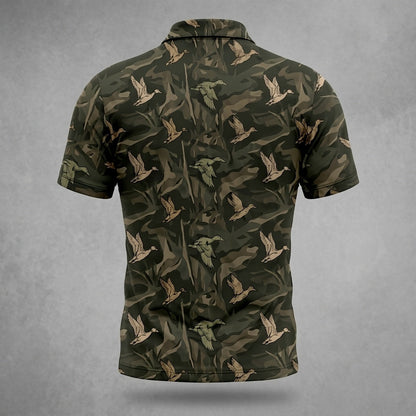 Vintage Camo Duck Hunting Polo Men Shirt