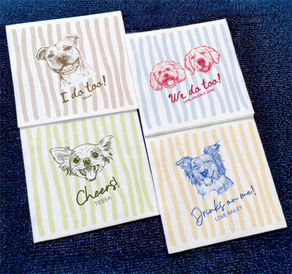 Custom Pet Napkins for Wedding, Personalized Dog and Cat Portrait from Photo, Dog Cocktail Engagement Serviettes, Pet Cocktail Napkins