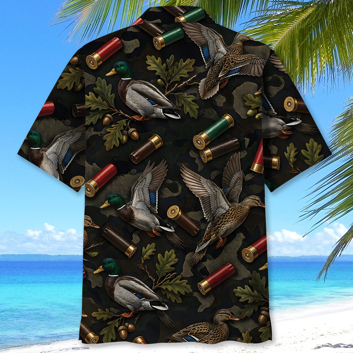 Vintage Duck Hunting Camouflage Black Hawaiian Shirt