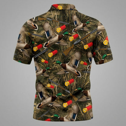 Vintage Camouflage Duck Hunting Polo Men Shirt