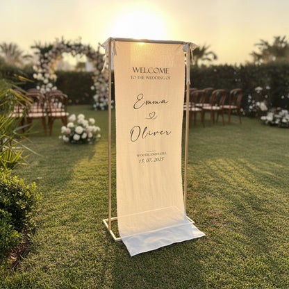 Custom Wedding Welcome Sign Fabric Banner, Boho Ceremony Decor