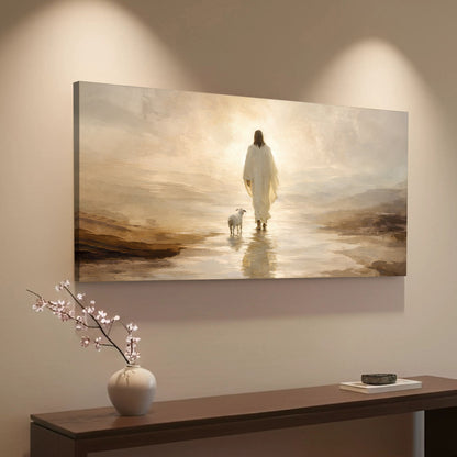 Jesus Leaves With Sheep Wall Art