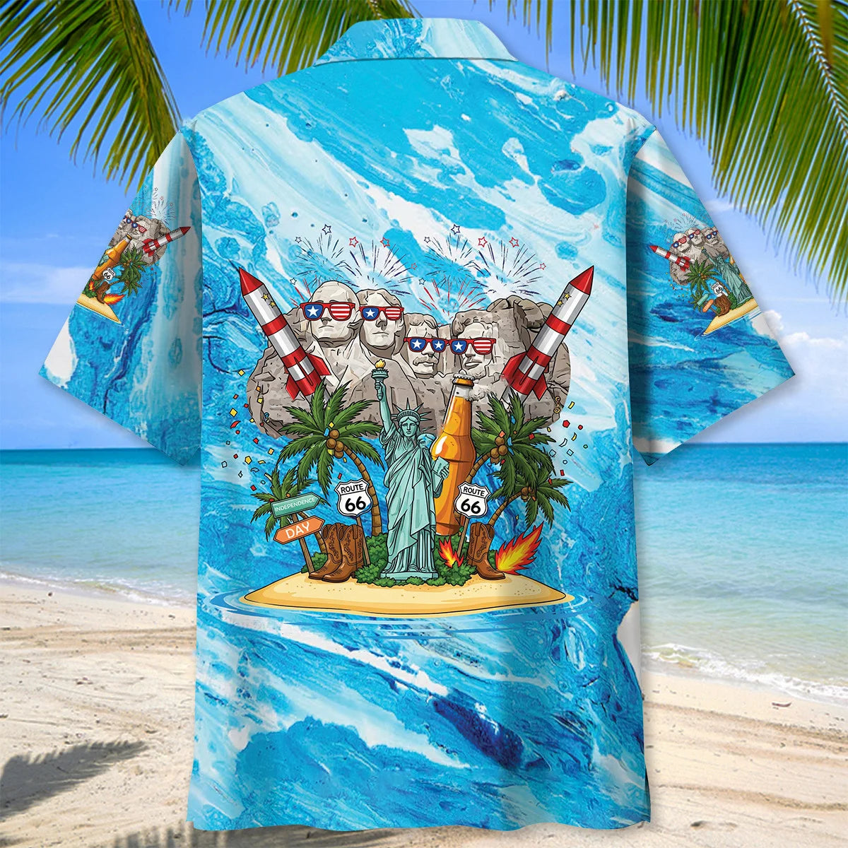 4th of July Mount Rushmore Hawaiian Shirt - XL - hawaiian shirt