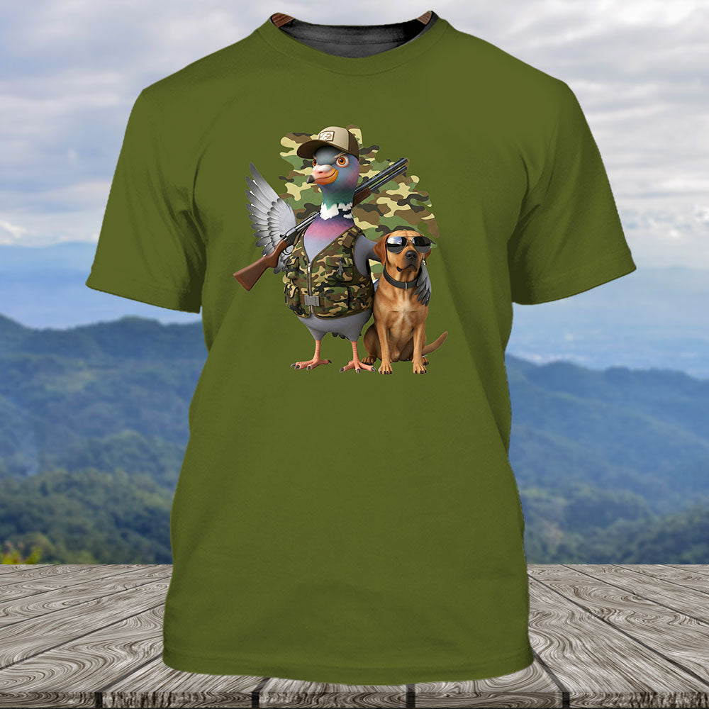 Funny Dove Hunter With Labrador All Over Print Shirt