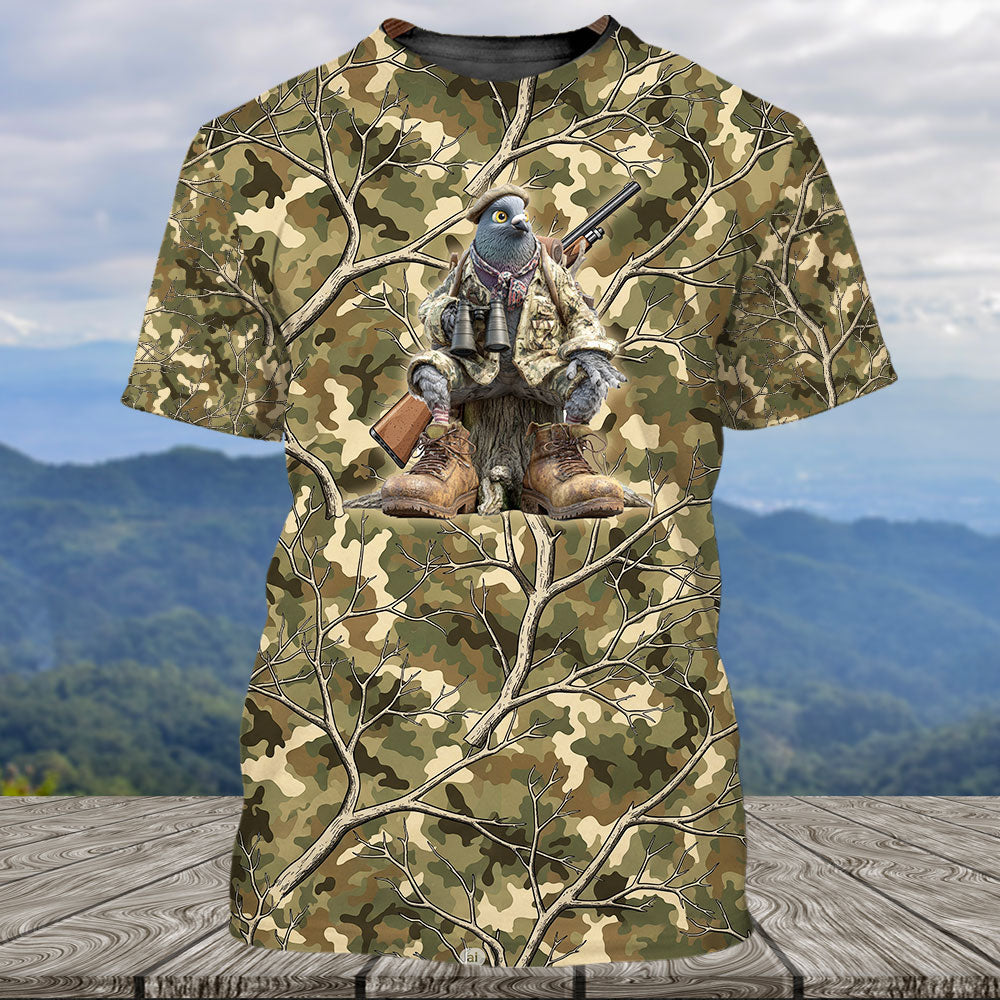 Funny Dove Hunting Camouflage All Over Print Shirt