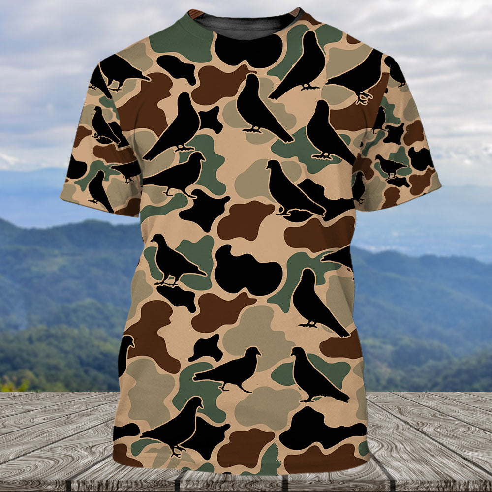 Dove Bird Camouflage Pattern All Over Print Shirt