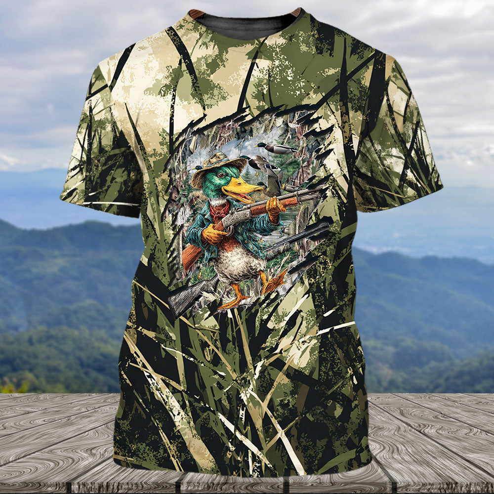 America Mallard Duck Hunting Camo All Over Print Shirt