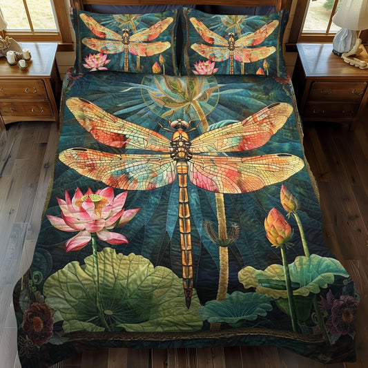 Emerald Flutter 3-Piece Quilted Bedding Set - Single (59" x 70")