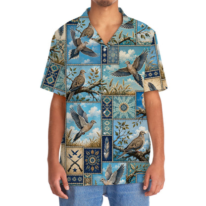 Dove Hunting Vintage Hunting Pattern Blue Hawaiian Shirt