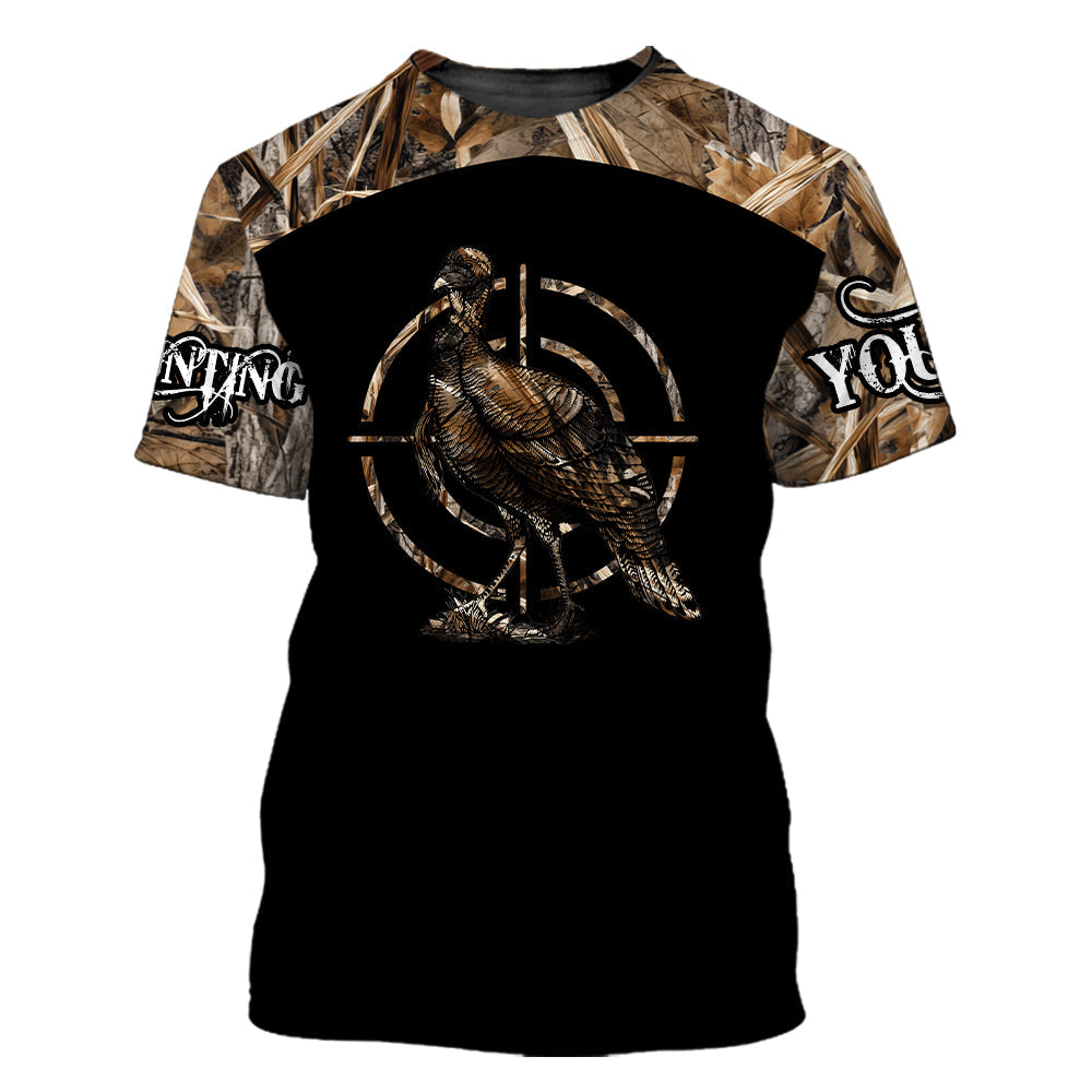 Custom Name Turkey Hunting Camo Grass All Over Print Shirt