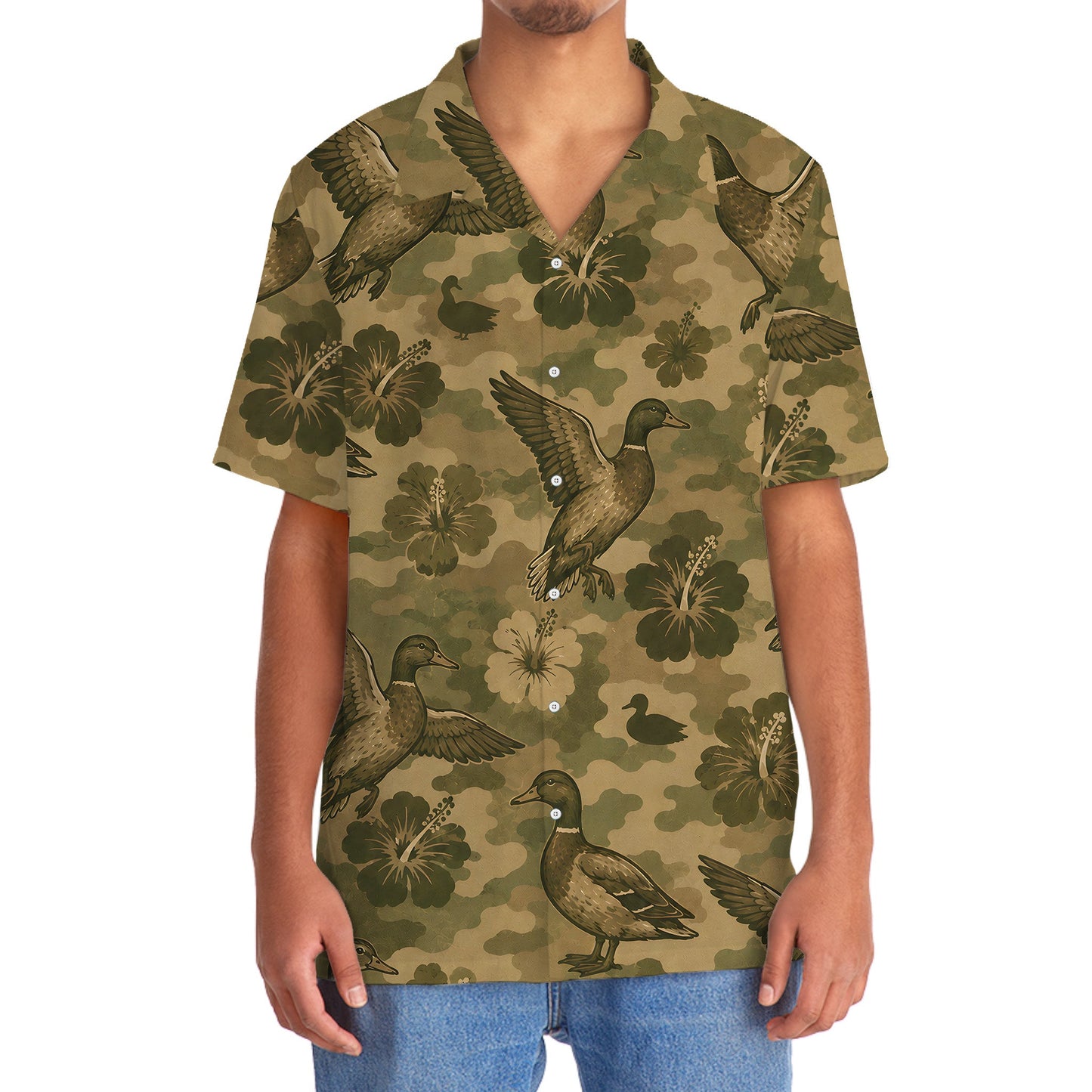 Duck Hibiscus Camouflage Hawaiian Shirt