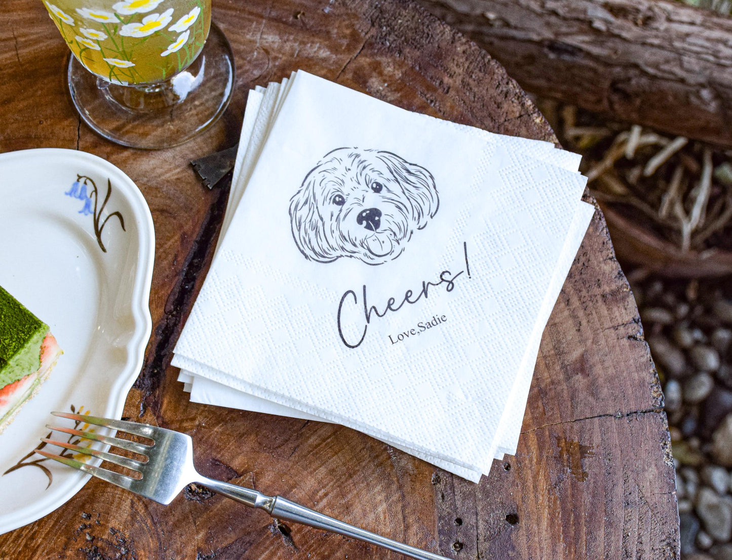Custom Pet Wedding Cocktail Napkins, Personalized Pet Portrait for 1–3 Dogs or Cats, Colorful Wedding Party Supplies, Custom Photo