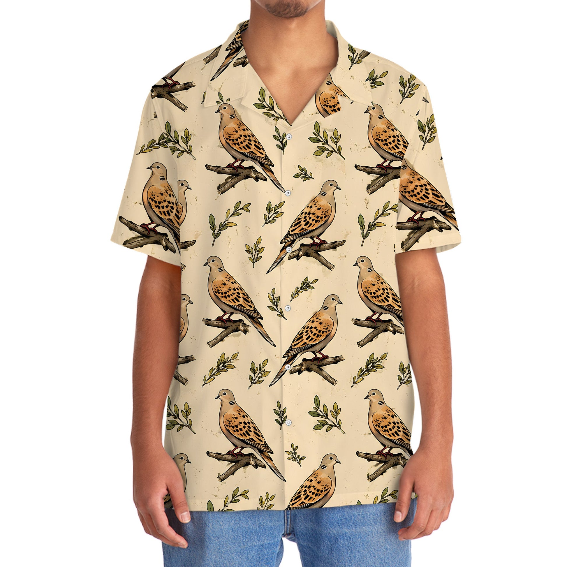 Vintage Wild Dove  Pattern Hawaiian Shirt