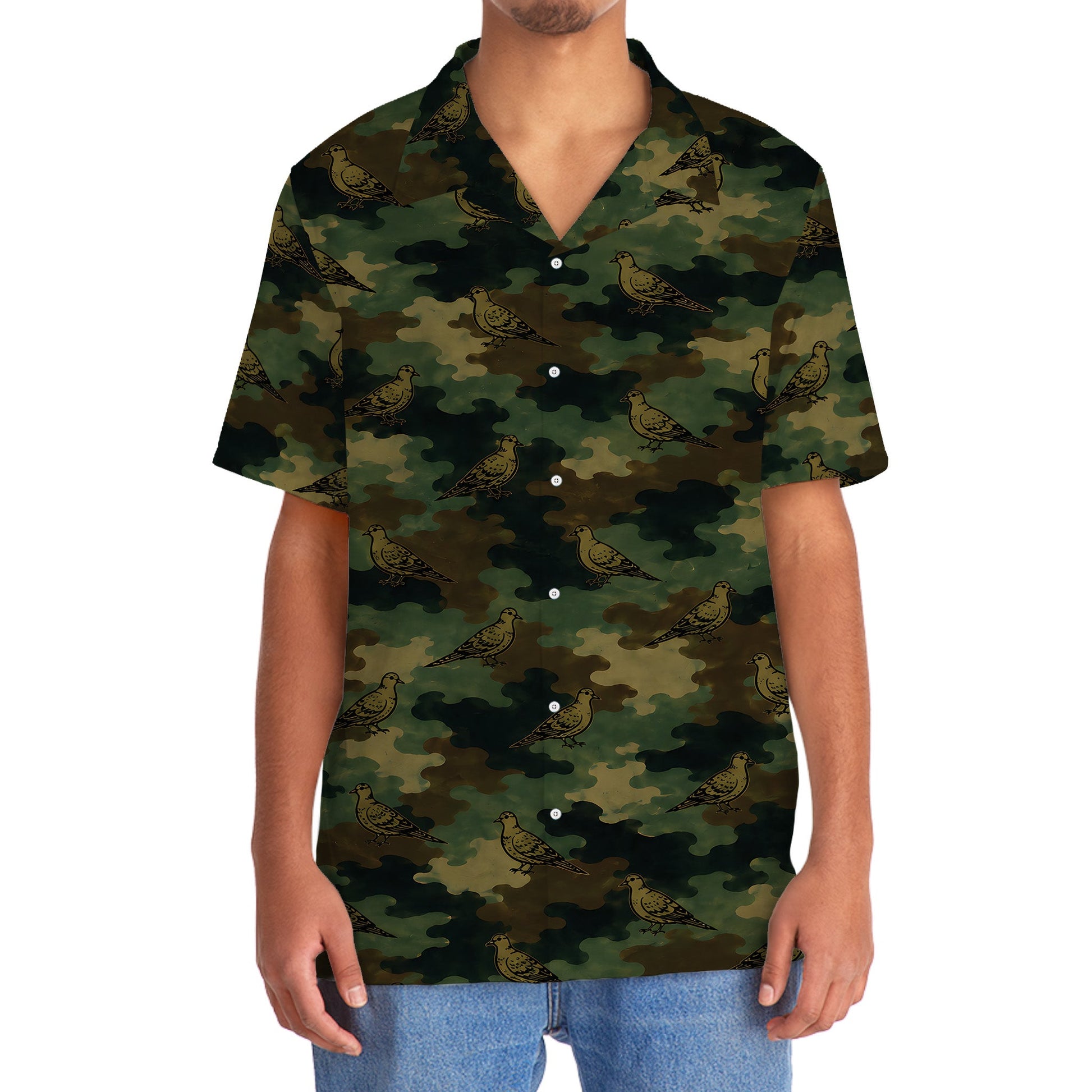Mourning Dove Camouflage Millitary Hawaiian Shirt
