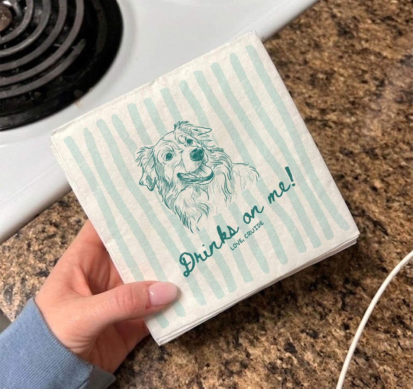Custom Pet Napkins for Wedding, Personalized Dog and Cat Portrait from Photo, Dog Cocktail Engagement Serviettes, Pet Cocktail Napkins