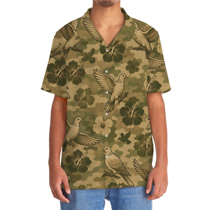 Wild Dove Hibiscus Camouflage Hawaiian Shirt