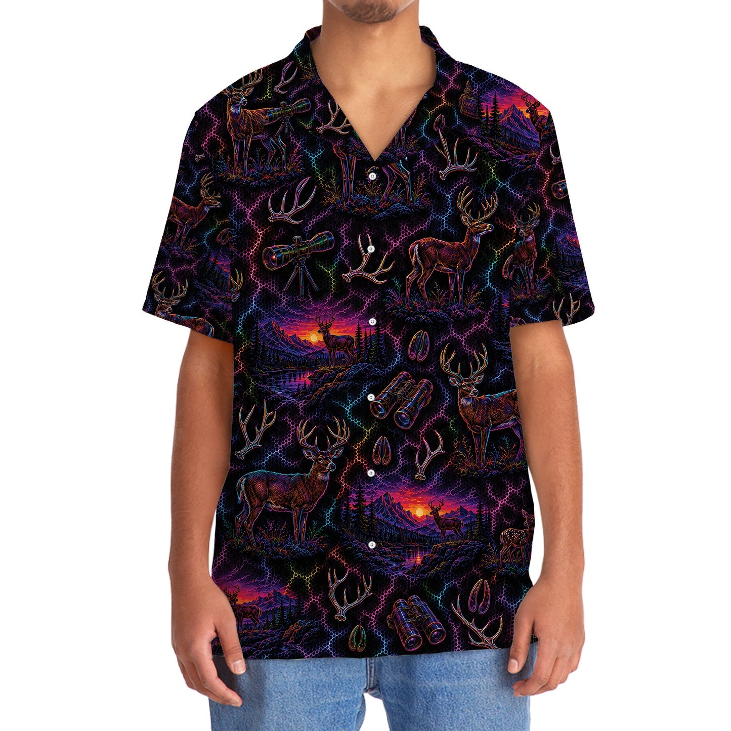 Midnight Deer Neon Hawaiian Shirt