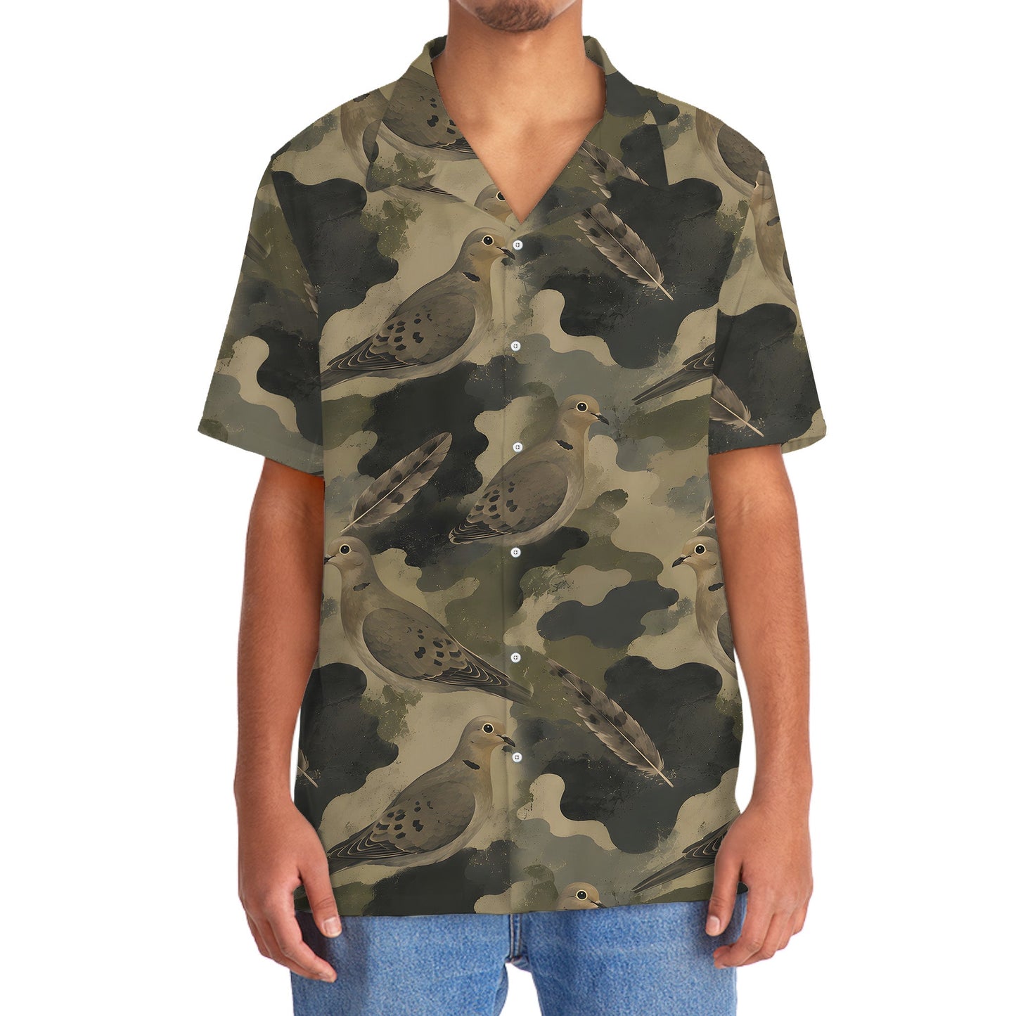 Dove Camouflage Graphic Pattern Hawaiian Shirt