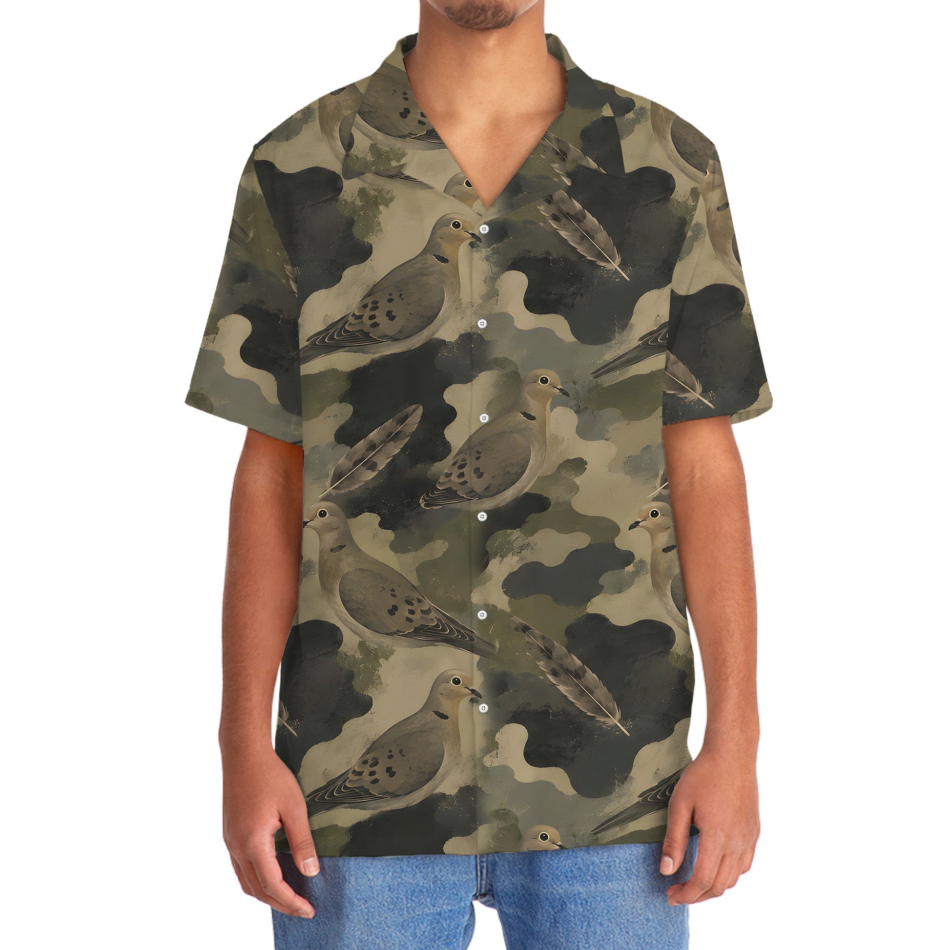 Dove Camouflage Graphic Pattern Hawaiian Shirt