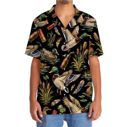 Duck Hunting Retro Black Hawaiian Shirt