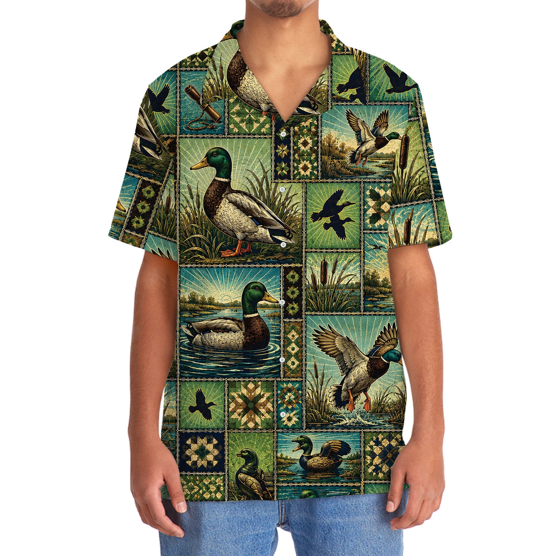 Duck Hunting Vintage Pattern Hawaiian Shirt