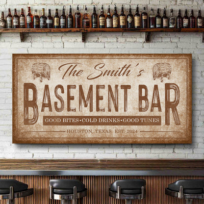 Personalized Basement Bar Wall Sign