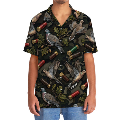 Vintage Wild Dove Hunting Camouflage Black Hawaiian Shirt