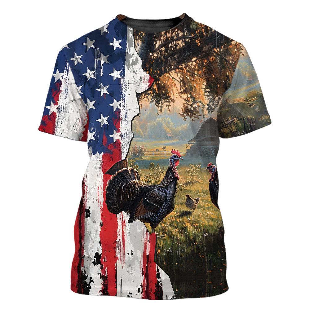 Realistic Patriotic Turkey  Peaceful All Over Print Shirt