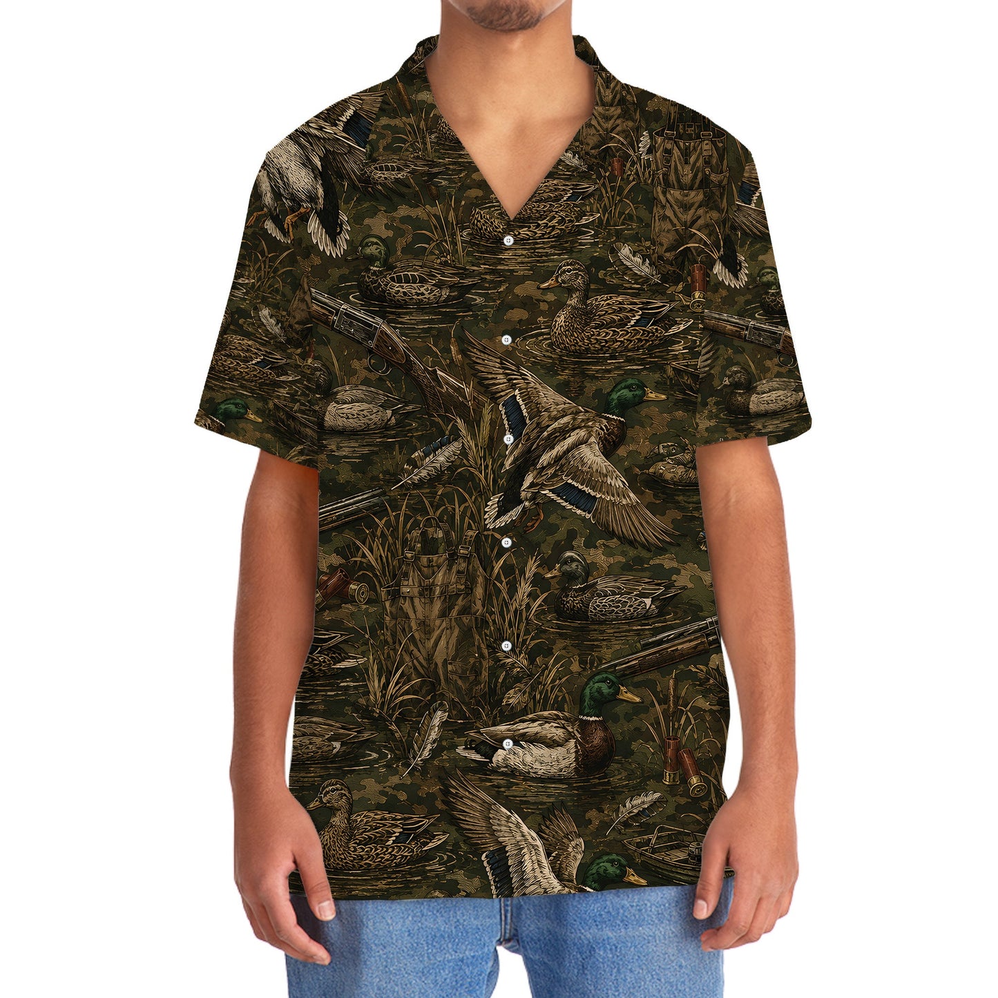 Vintage Duck Hunter Camo Hawaiian Shirt