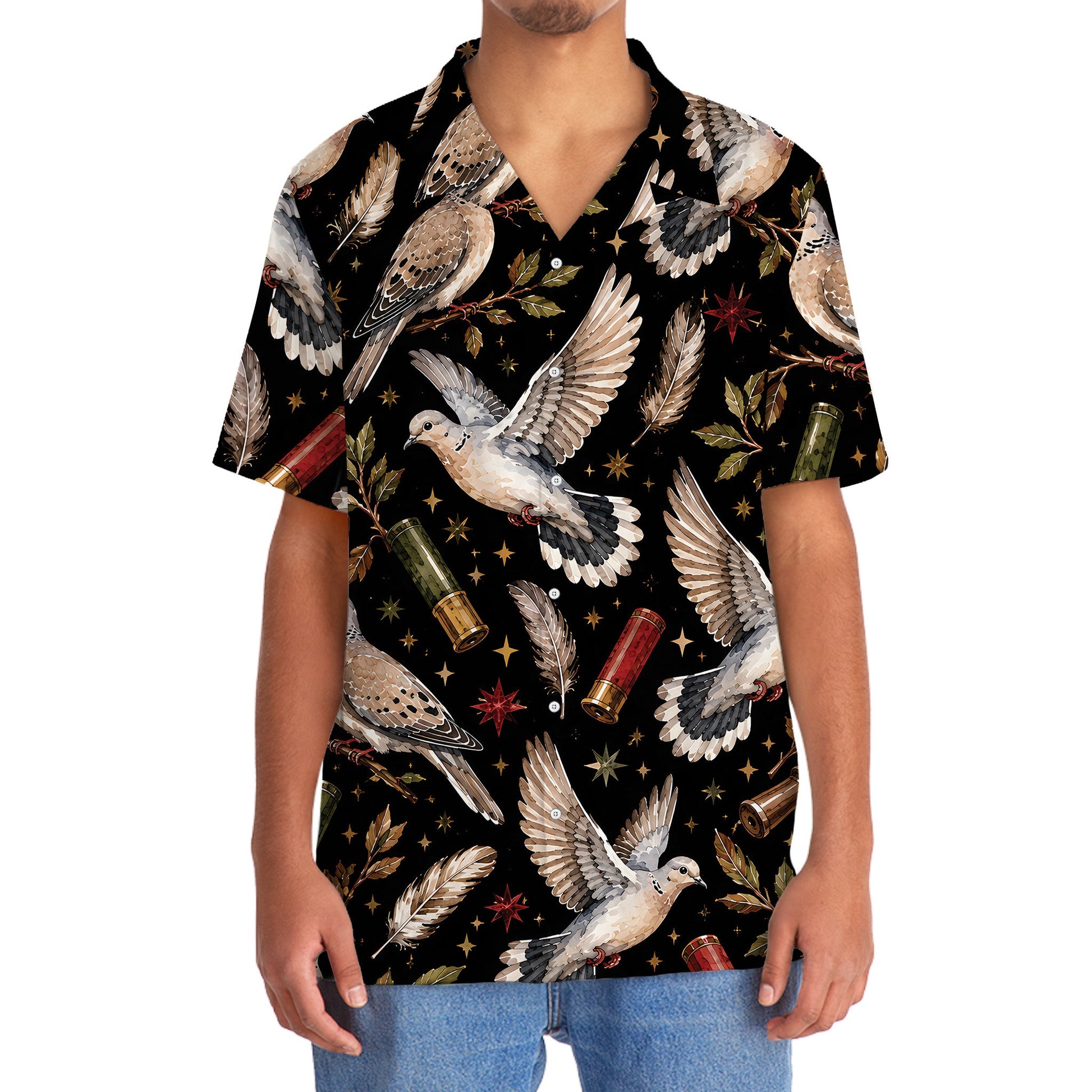 Dove Hunting Retro Black Hawaiian Shirt