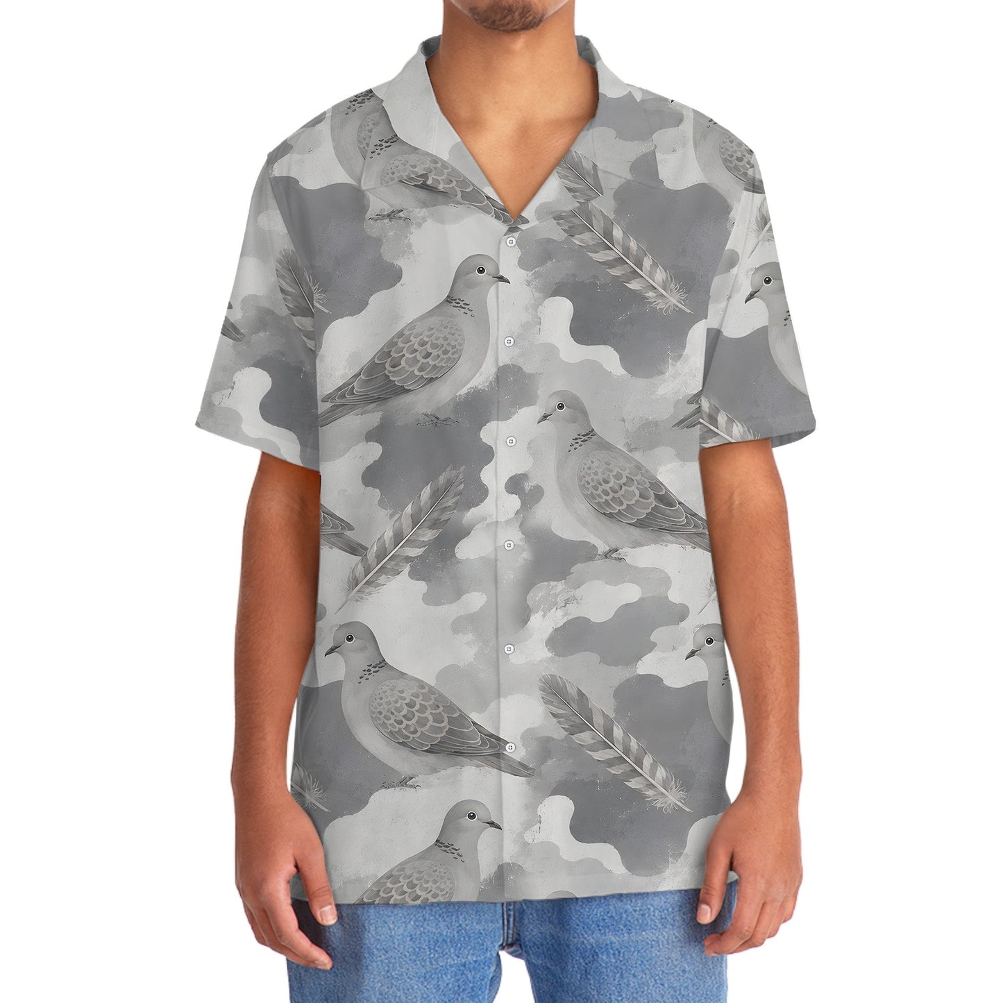 Wild Dove Gray Camouflage Hawaiian Shirt