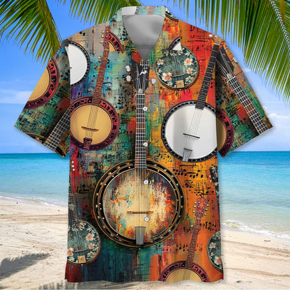 5 String Banjo Art Hawaiian Shirt - M - hawaiian shirt
