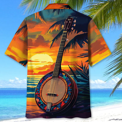 5 String Banjo on the Beach Hawaiian Shirt - XL - hawaiian shirt