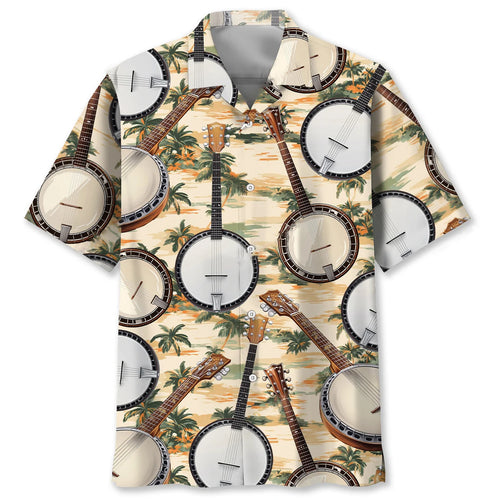 5 String Banjo Tropical Beach Hawaiian Shirt - S - hawaiian shirt