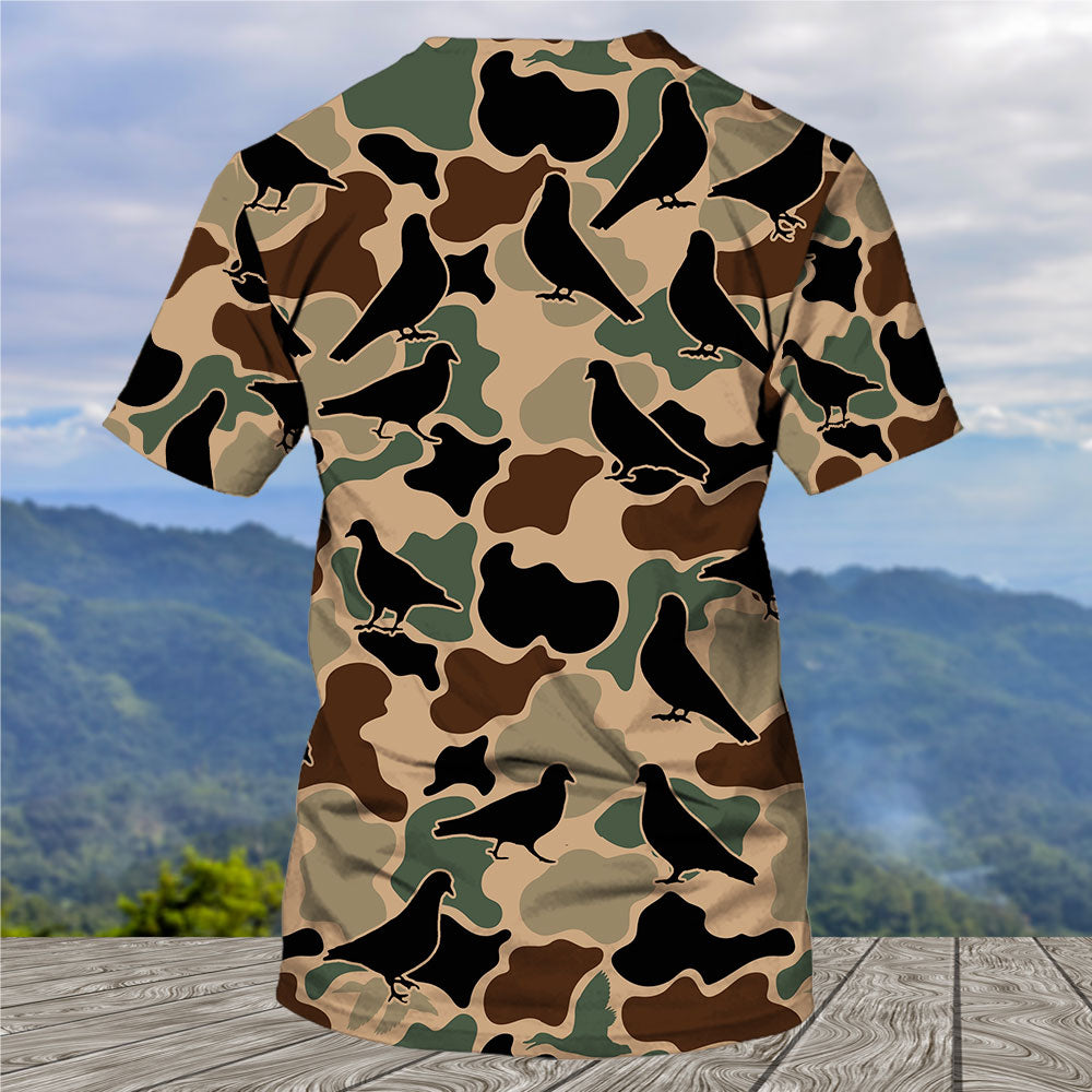 Dove Bird Camouflage Pattern All Over Print Shirt