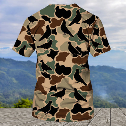 Dove Bird Camouflage Pattern All Over Print Shirt