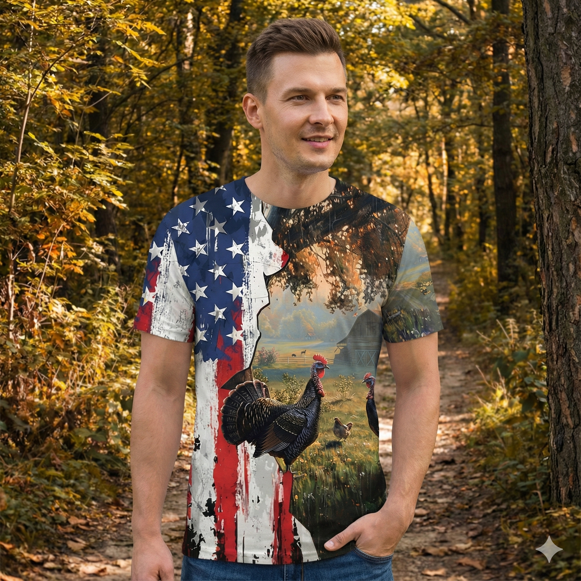 Realistic Patriotic Turkey  Peaceful All Over Print Shirt