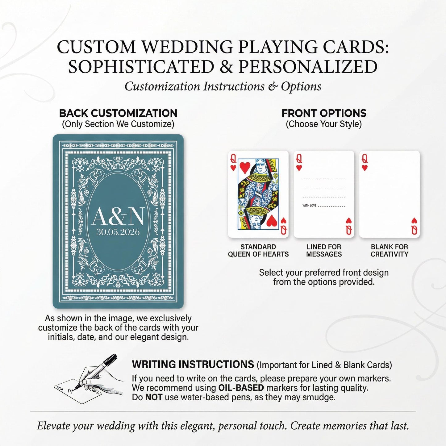 Custom Playing Cards Deck Personalized Wedding Guest Book Alternative - Unique Wedding Playing Cards