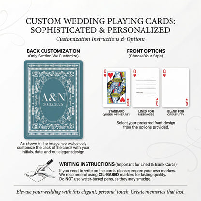 Custom Playing Cards Deck Personalized Wedding Guest Book Alternative - Unique Wedding Playing Cards