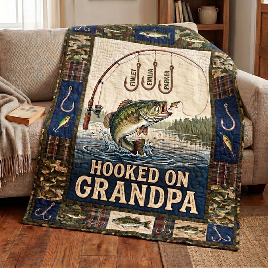 Hooked Catch Personalized Quilted Blanket - No - Baby (30" x 40") - Quilted Blanket