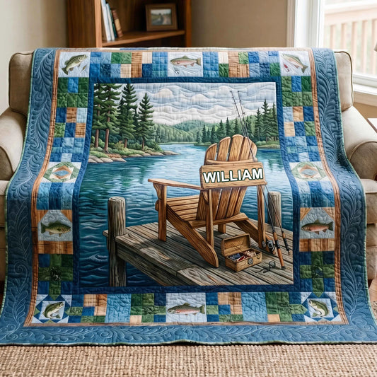Lake Escape Personalized Quilted Blanket - No - Baby (30" x 40") - Quilted Blanket