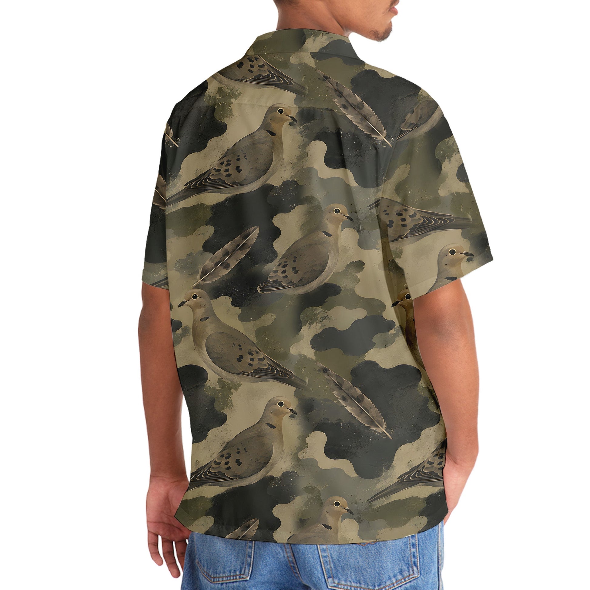 Dove Camouflage Graphic Pattern Hawaiian Shirt