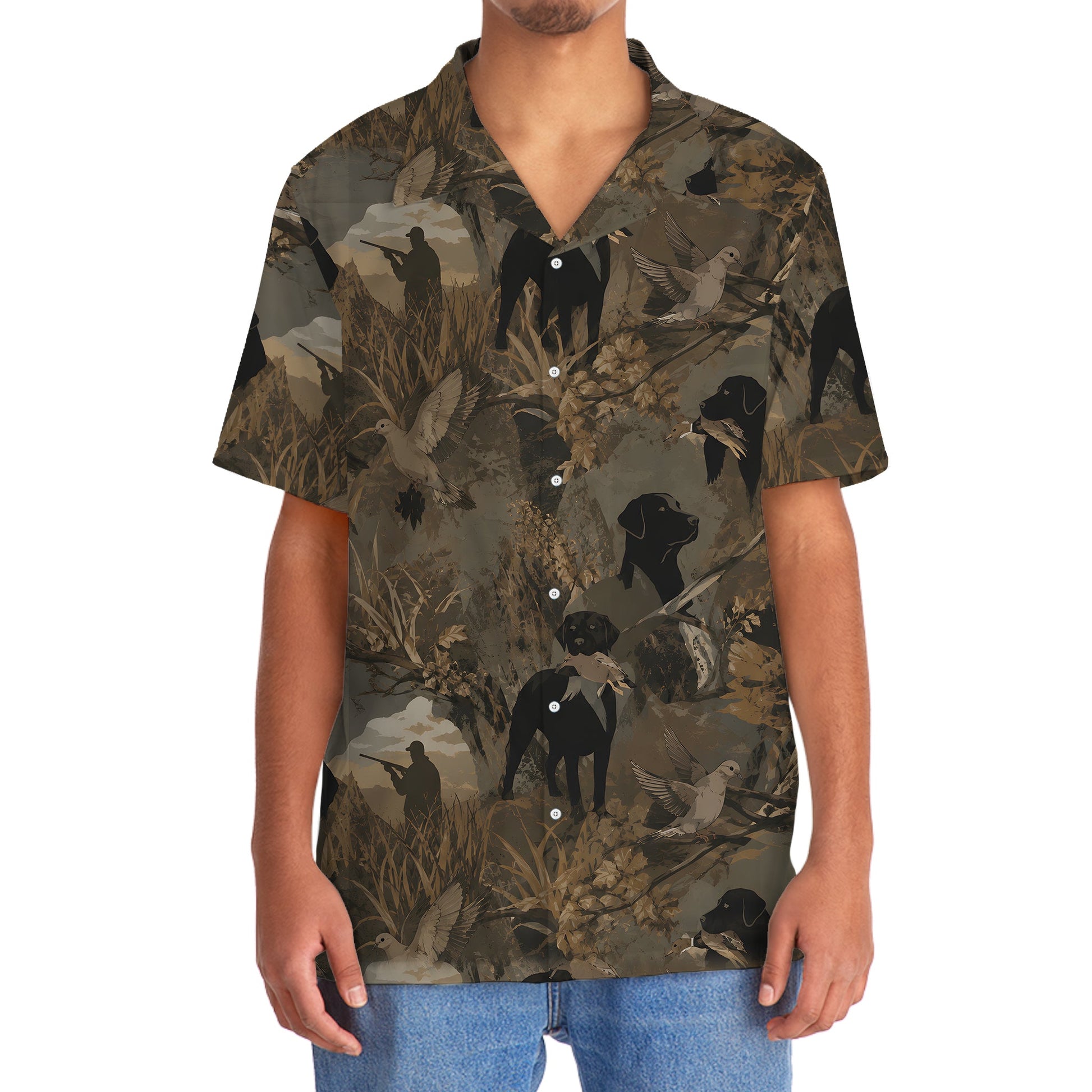 Mourning Dove Retriever Camouflage Hawaiian Shirt