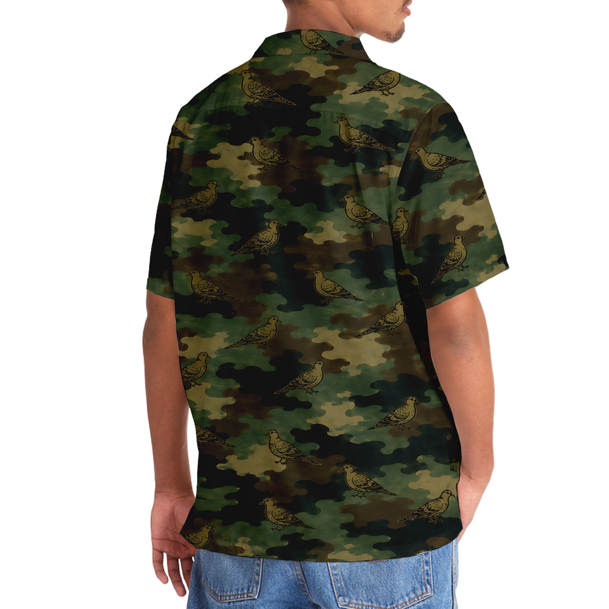 Mourning Dove Camouflage Millitary Hawaiian Shirt