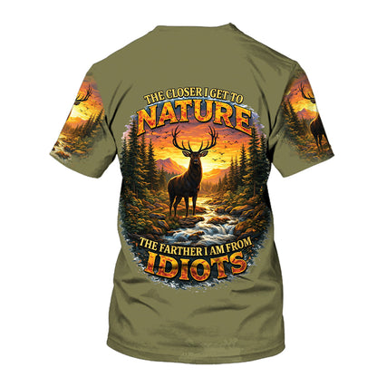 The Closer I Get To Nature The Farther I Am From Idiots All Over Print Shirt