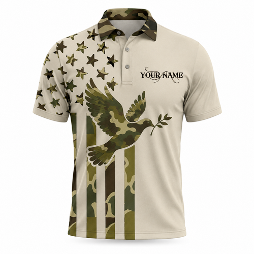 Custom Name Dove Hunting Camouflage Style Men Polo Shirt